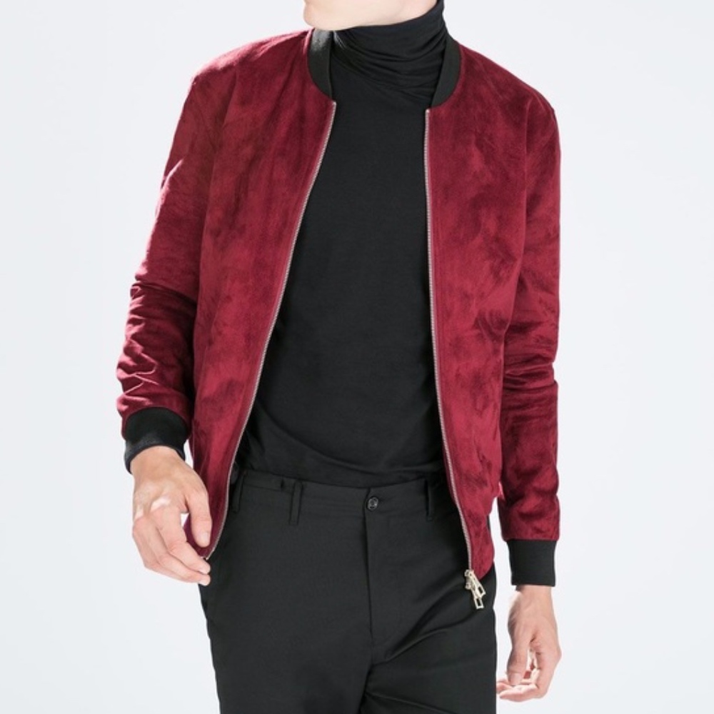ZARA mens suede bomber jacket